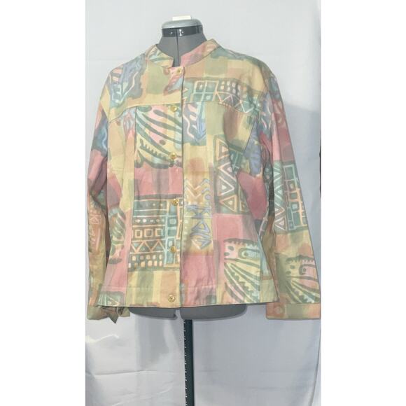 Orvis Size L Funky Pastels Cotton Short Jacket Blazer - Picture 1 of 11